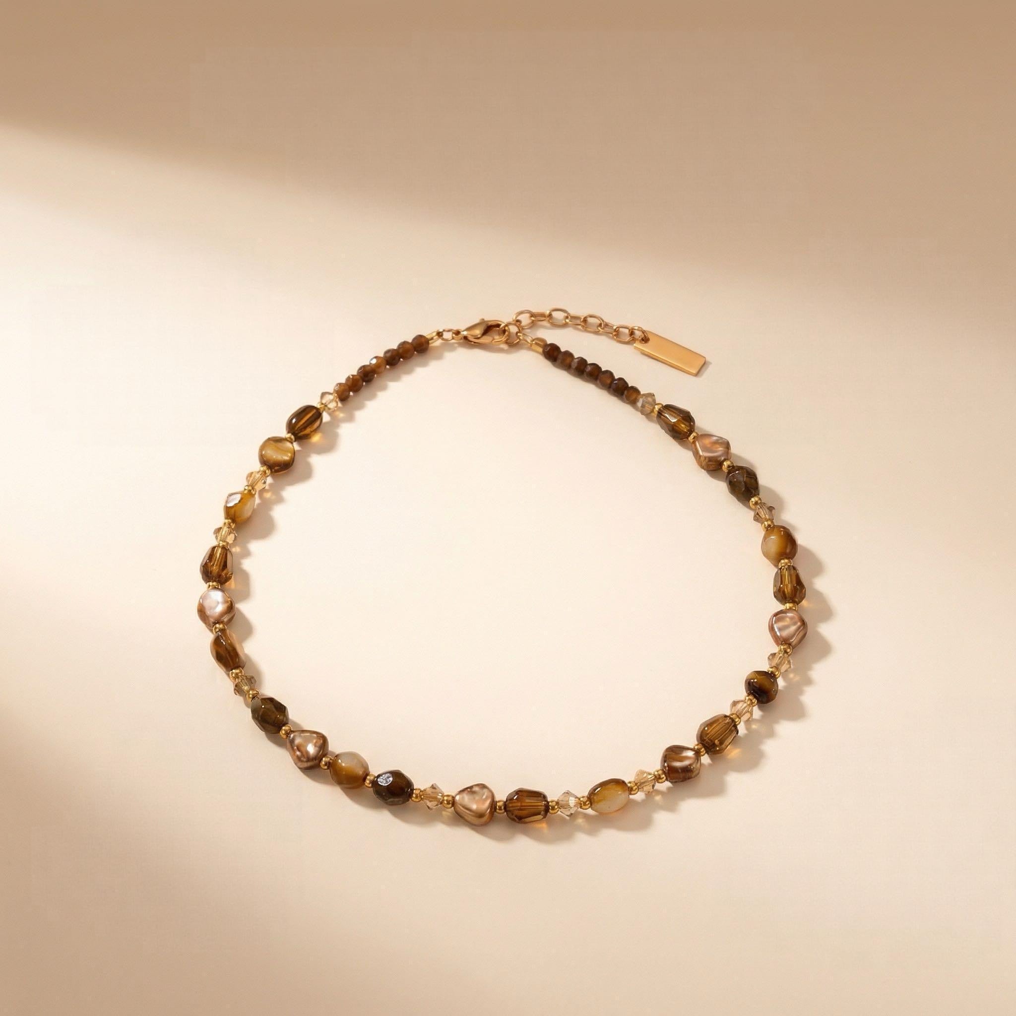 Tiger Eye Inspired Beaded Necklace – Vintage Baroque Pearl Style
