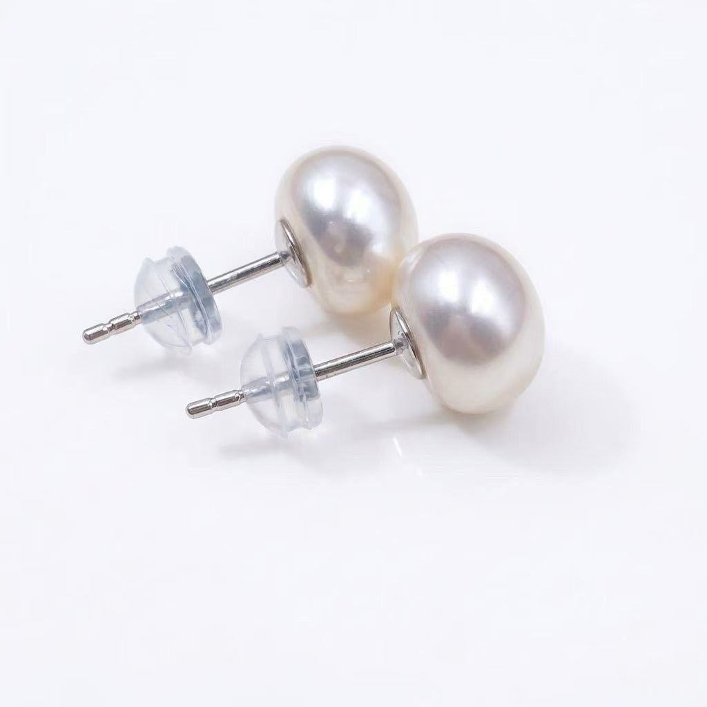 Natural Freshwater Pearl Earrings | 8–9mm 11–12mm | 925 Silver Studs | Hypoallergenic