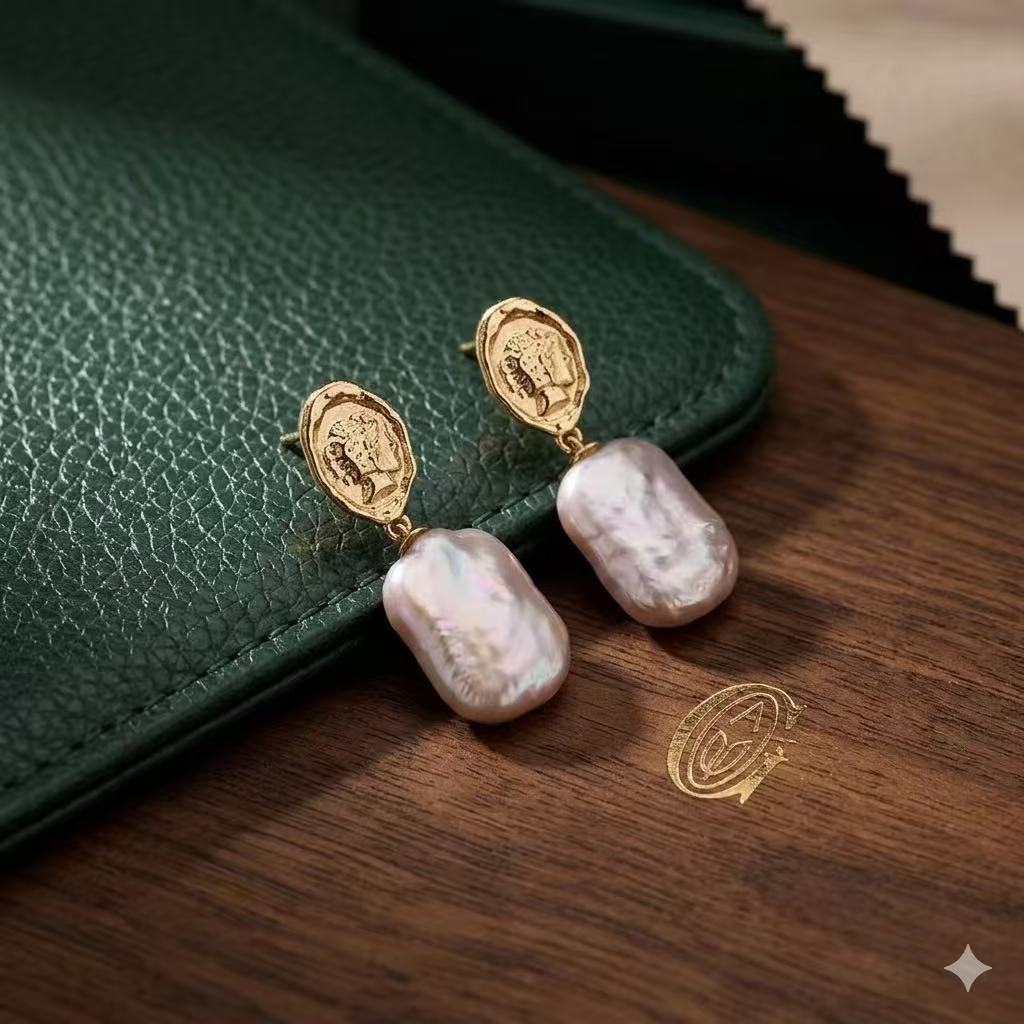 Natural Baroque Pearl Drop Earrings – Elegant Minimal Gold Statement