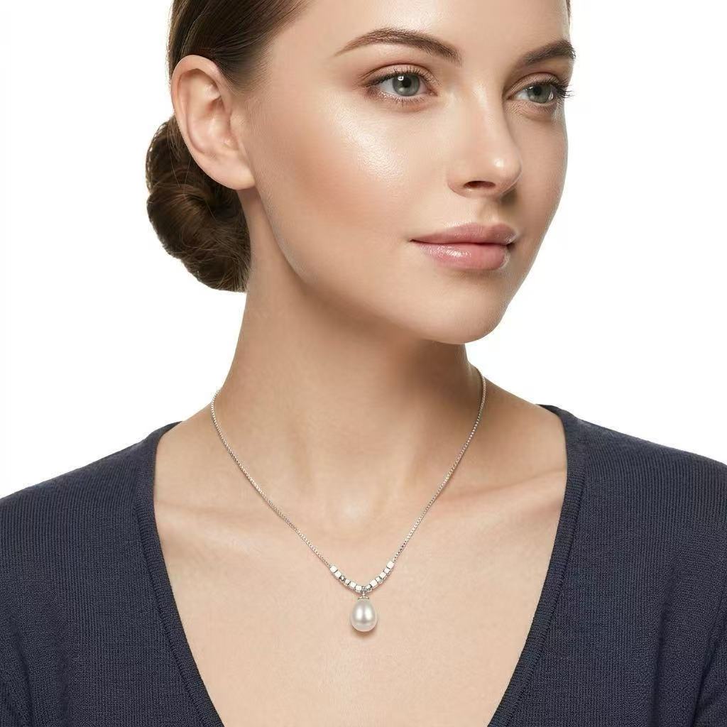 Natural Freshwater Pearl Necklace – 925 Sterling Silver Minimal Pendant
