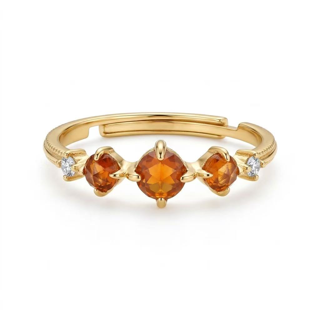 Adjustable Gold Ring for Women – Vintage Amber Inspired, Dainty Stacking Ring