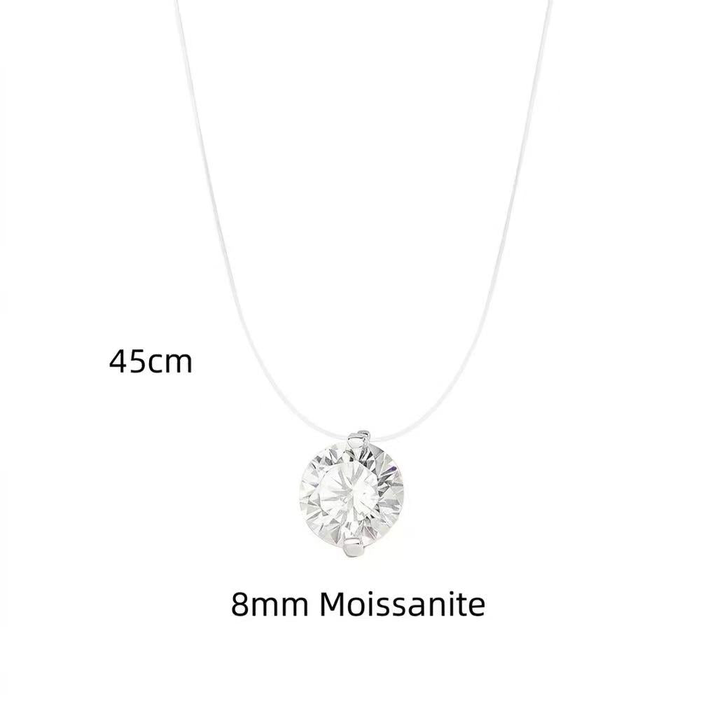 Minimal Moissanite Pendant Necklace – Invisible Line