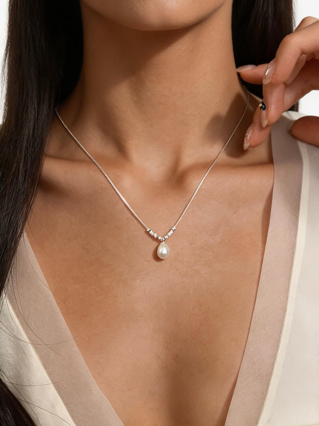 Natural Freshwater Pearl Necklace – 925 Sterling Silver Minimal Pendant