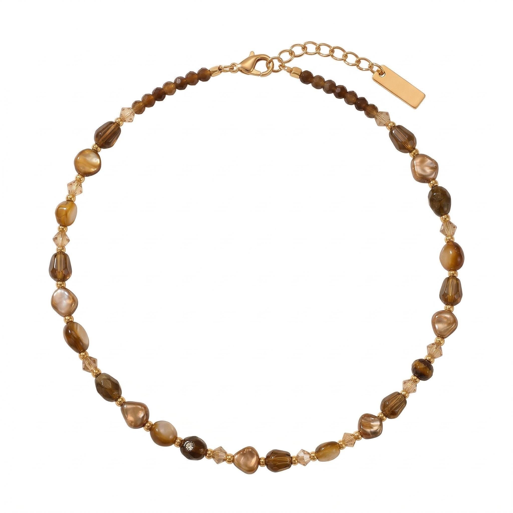 Tiger Eye Inspired Beaded Necklace – Vintage Baroque Pearl Style