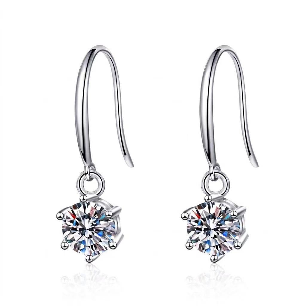 Classic 6-Prong Moissanite Drop Earrings