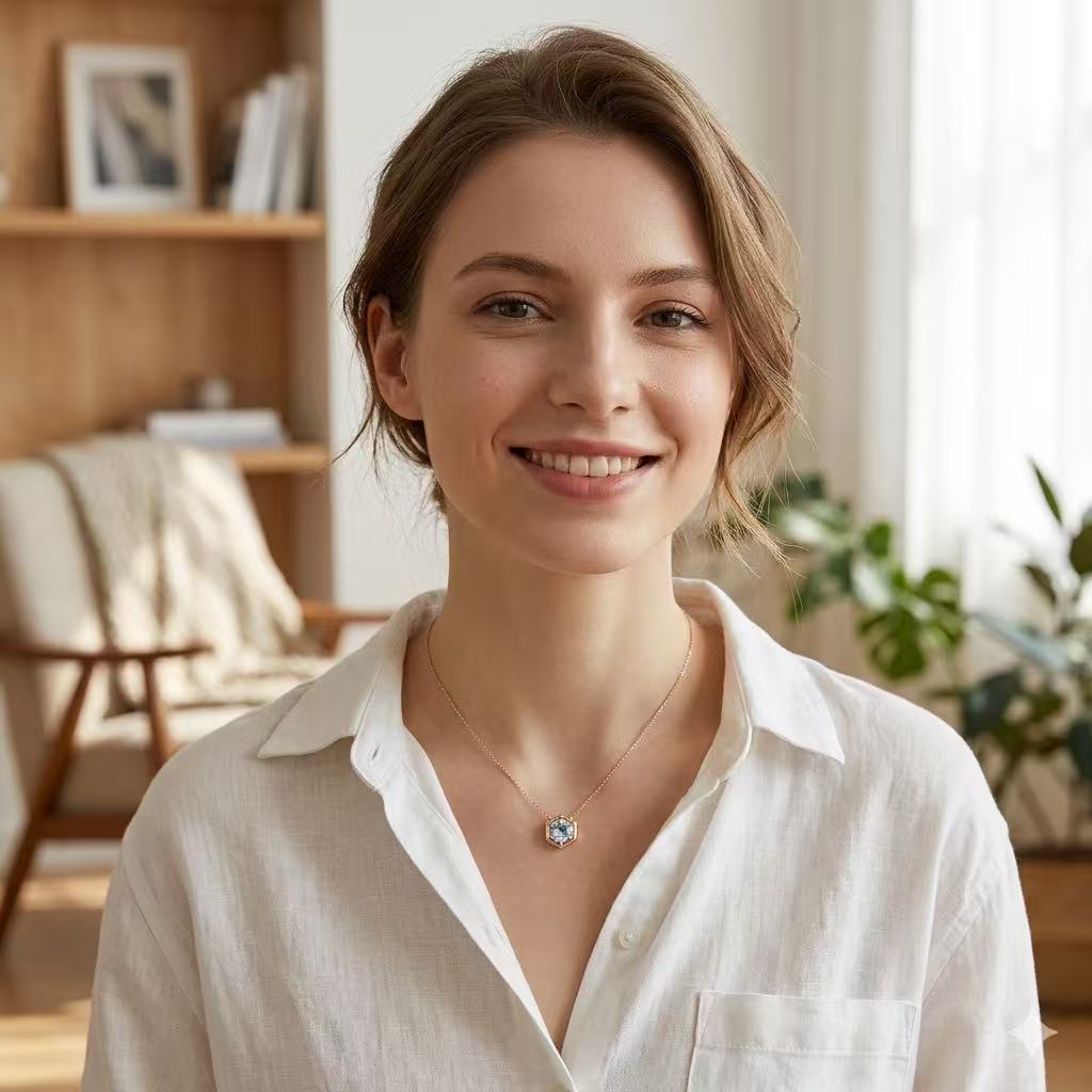 Minimal Hexagon Birthstone Necklace – 925 Sterling Silver with 10K Gold Plating