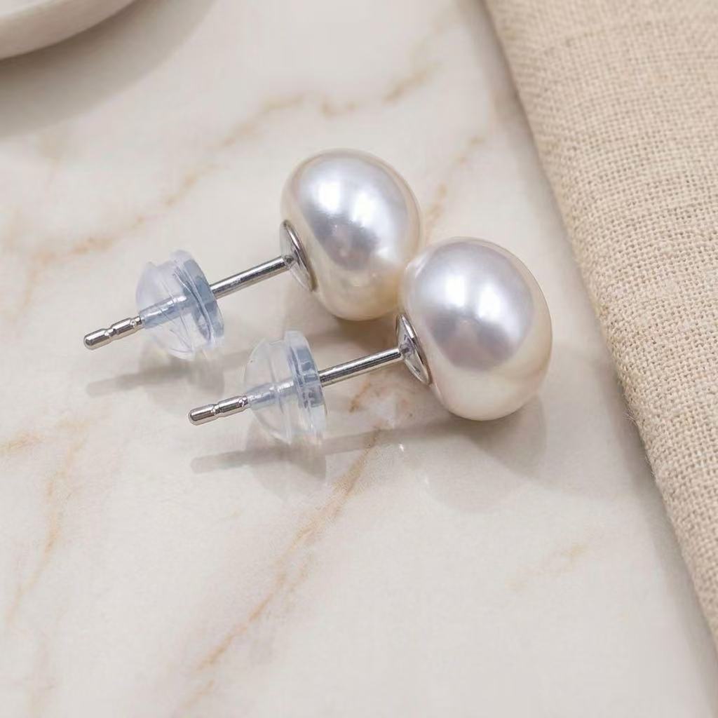 Natural Freshwater Pearl Earrings | 8–9mm 11–12mm | 925 Silver Studs | Hypoallergenic