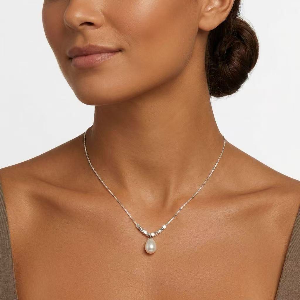 Natural Freshwater Pearl Necklace – 925 Sterling Silver Minimal Pendant