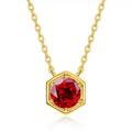 Minimal Hexagon Birthstone Necklace – 925 Sterling Silver with 10K Gold Plating