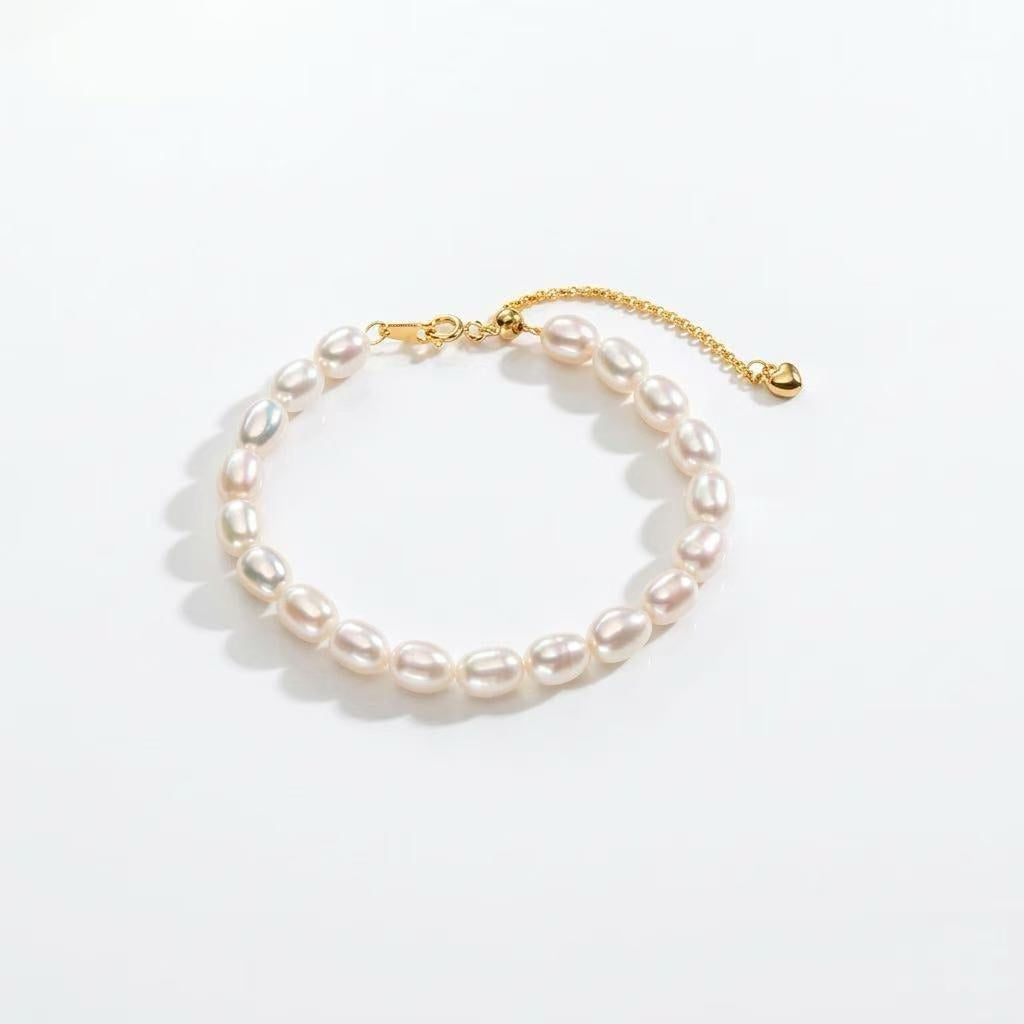 Natural Freshwater Pearl Bracelet | 925 Silver, 18K Gold Plated, Minimalist Jewelry
