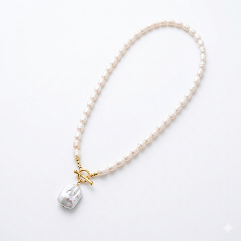 Natural Baroque Pearl Necklace – Elegant Freshwater Pearl Pendant