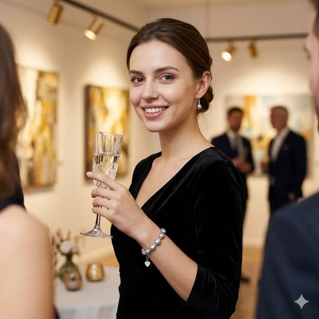 Natural Baroque Black Pearl Bracelet – Freshwater Pearl, 925 Sterling Silver