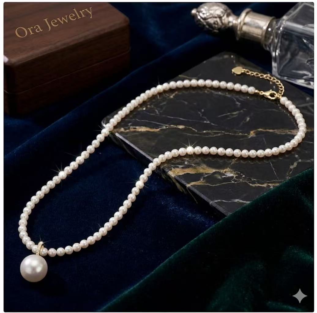 Natural Freshwater Pearl Pendant Necklace – 11mm Near-Round Pearl, 925 Silver Gold Plated