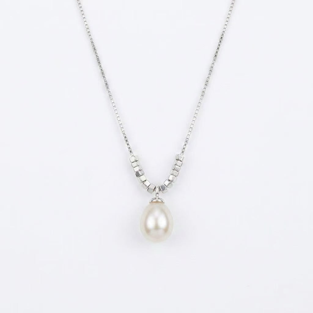 Natural Freshwater Pearl Necklace – 925 Sterling Silver Minimal Pendant