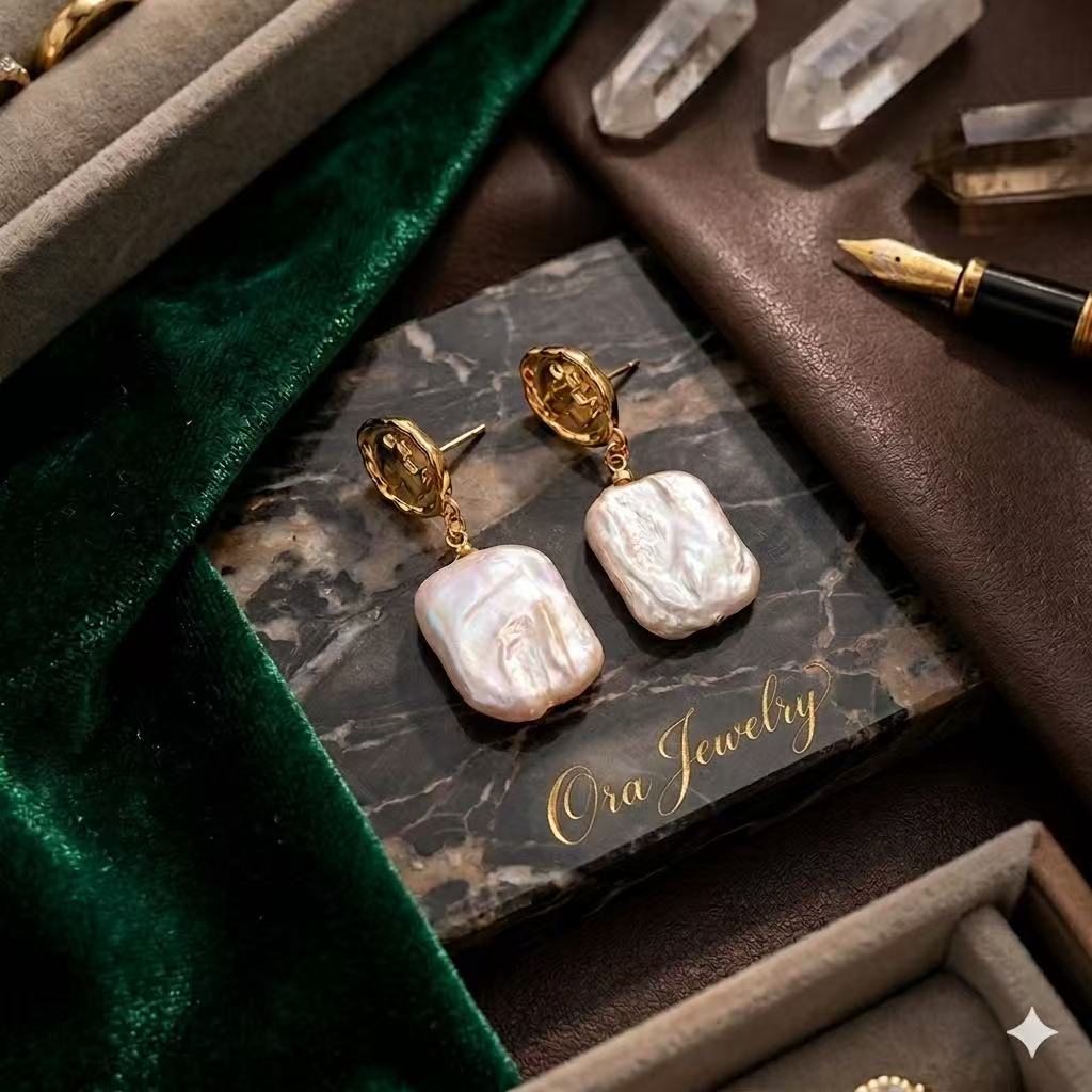 Natural Baroque Pearl Drop Earrings – Elegant Minimal Gold Statement