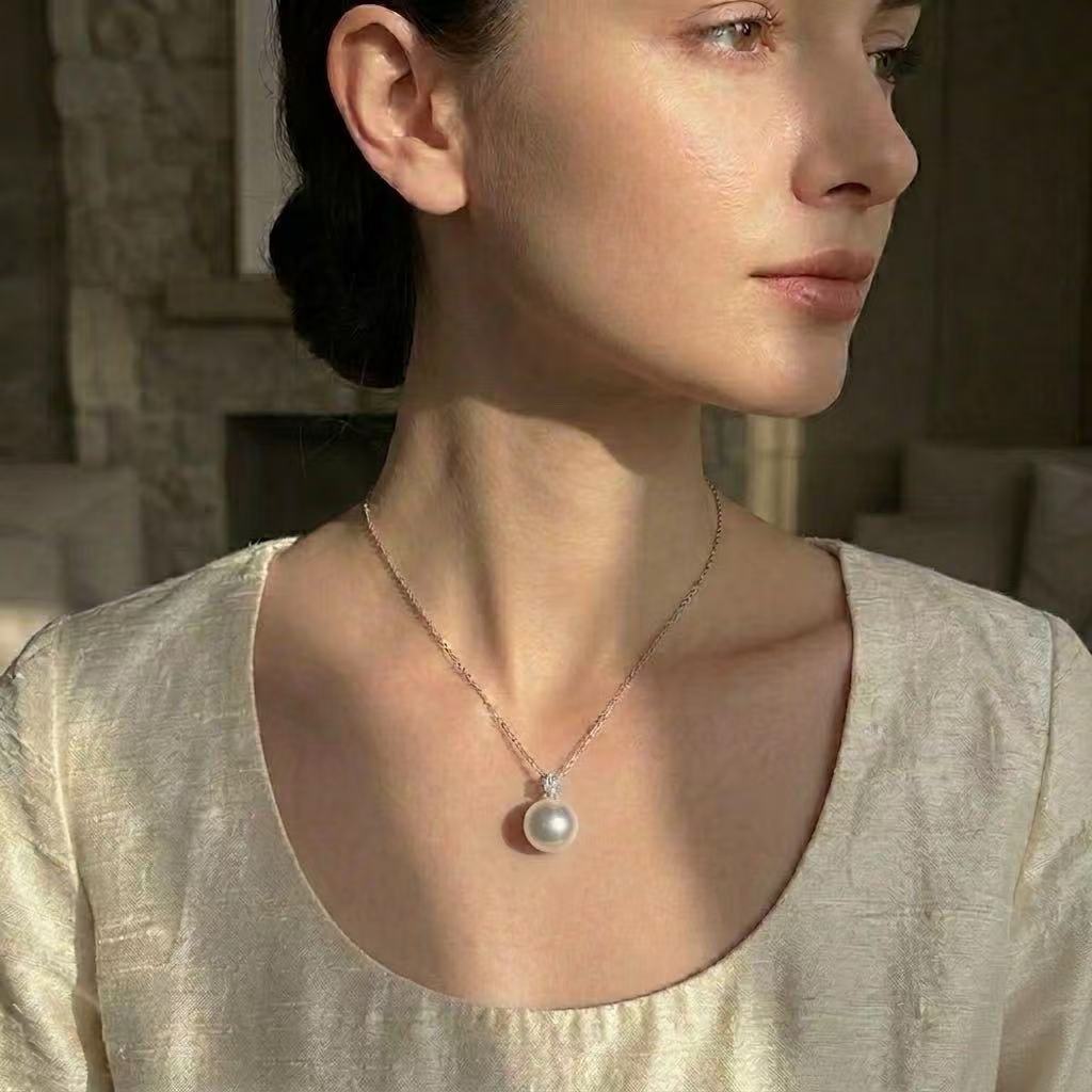 Single Freshwater Pearl Pendant Necklace – 11–15mm Options