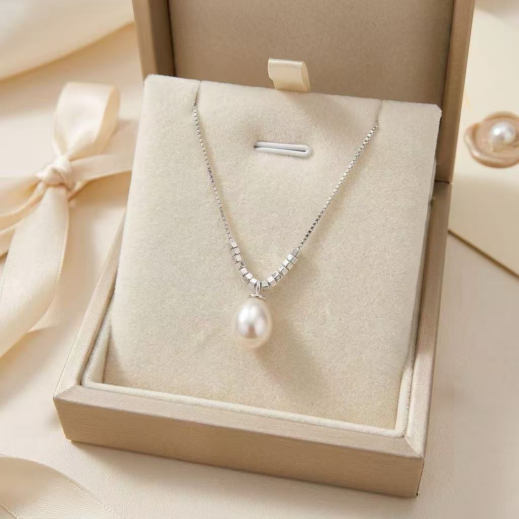 Natural Freshwater Pearl Necklace – 925 Sterling Silver Minimal Pendant