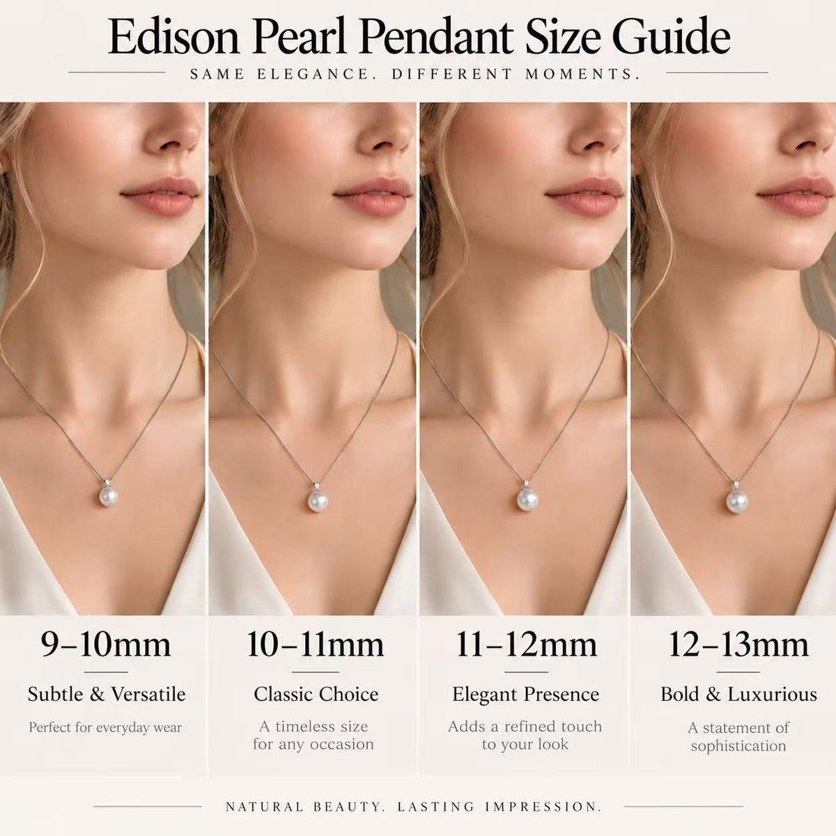 Edison Round Freshwater Pearl Pendant | 9–12mm Premium High-Lustre Pearl