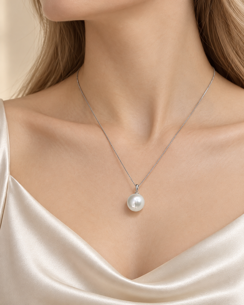 Edison Round Freshwater Pearl Pendant | 9–12mm Premium High-Lustre Pearl