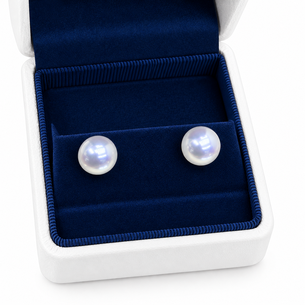 Freshwater Pearl Stud Earrings | 10–11mm Button Premium High-Lustre Pearls