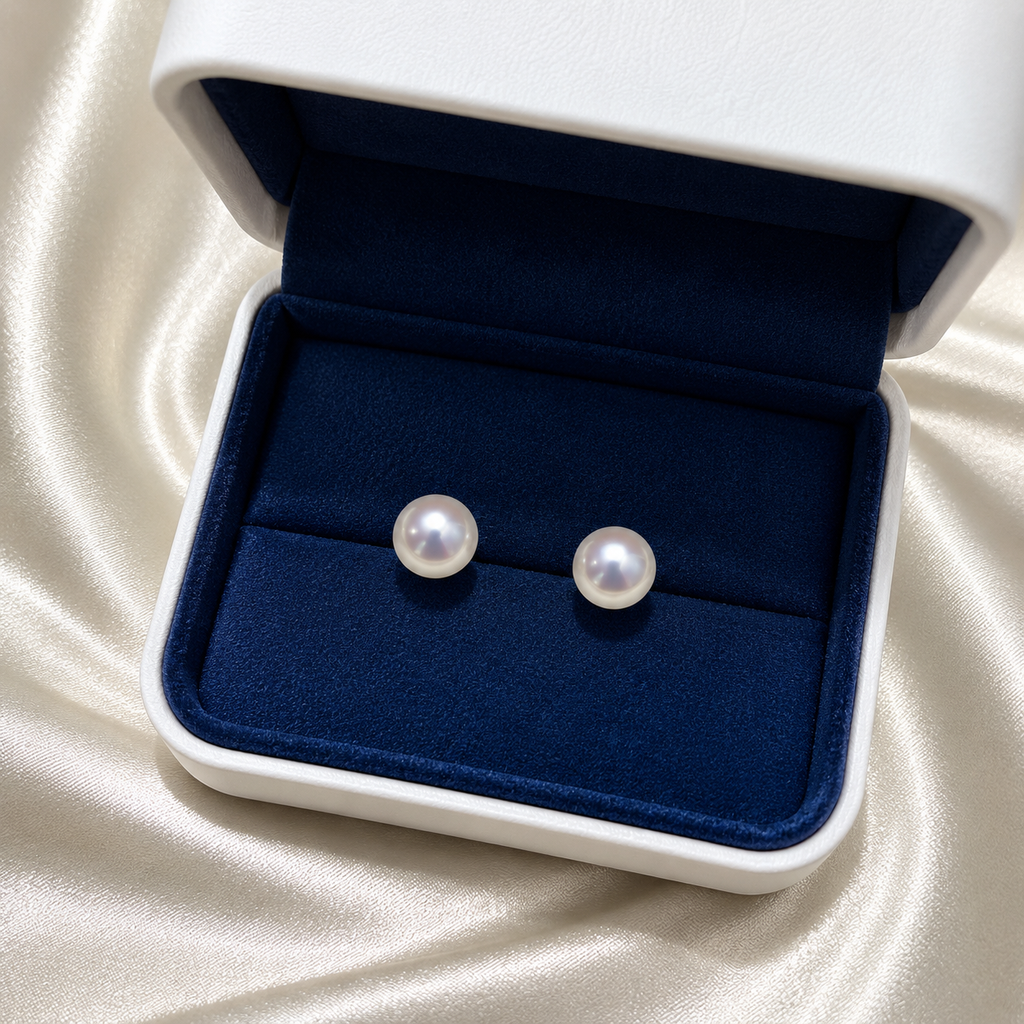 Freshwater Pearl Stud Earrings | Round High-Lustre Pearls  |6-6.5mm