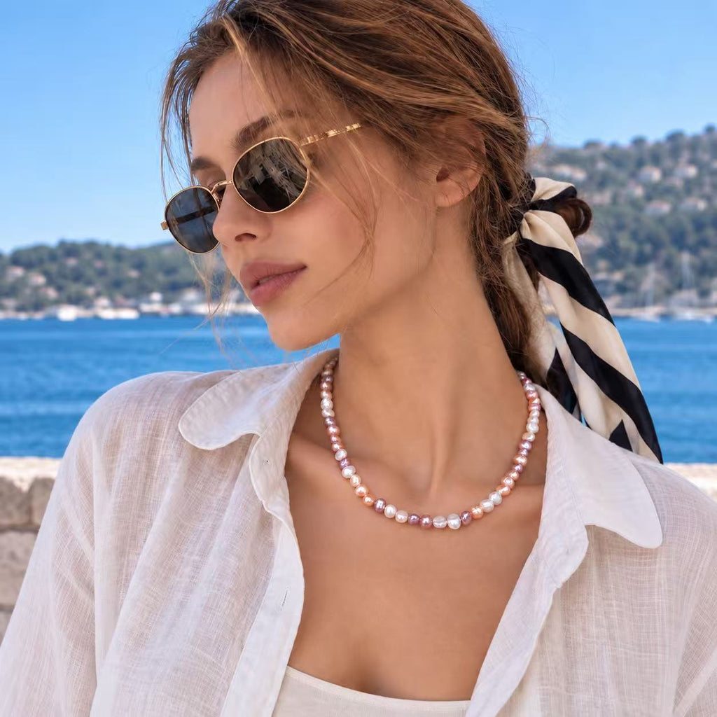 Multicolour Baroque Freshwater Pearl Necklace | 6–7mm Natural Candy-Tone Pearls