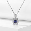 Lab-Grown Sapphire Pendant Necklace in 925 Sterling Silver with White Gold Finish