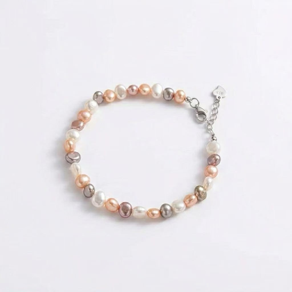 Natural Baroque Pearl Bracelet | Multicolor Petite Pearls | Gold or Silver Finish