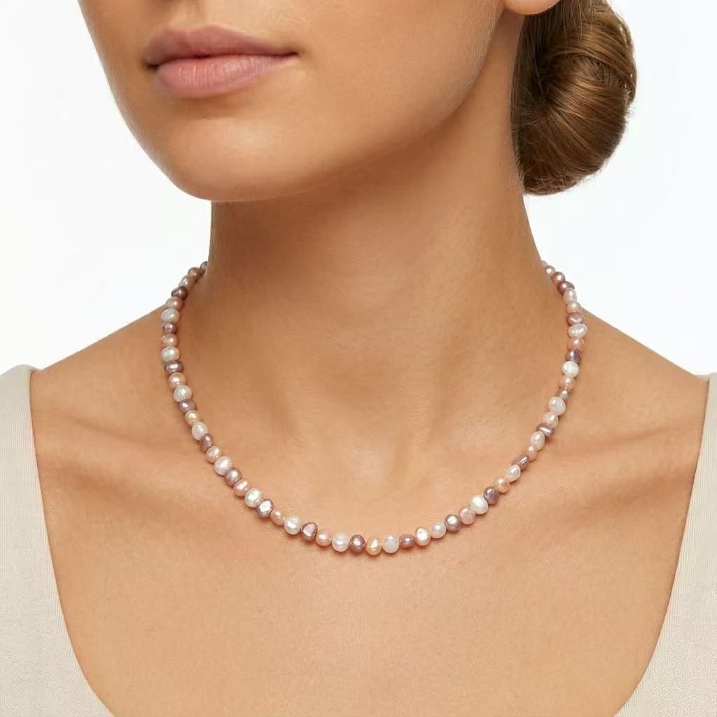 Natural Baroque Mixed Pearl Necklace – Minimal Everyday Style
