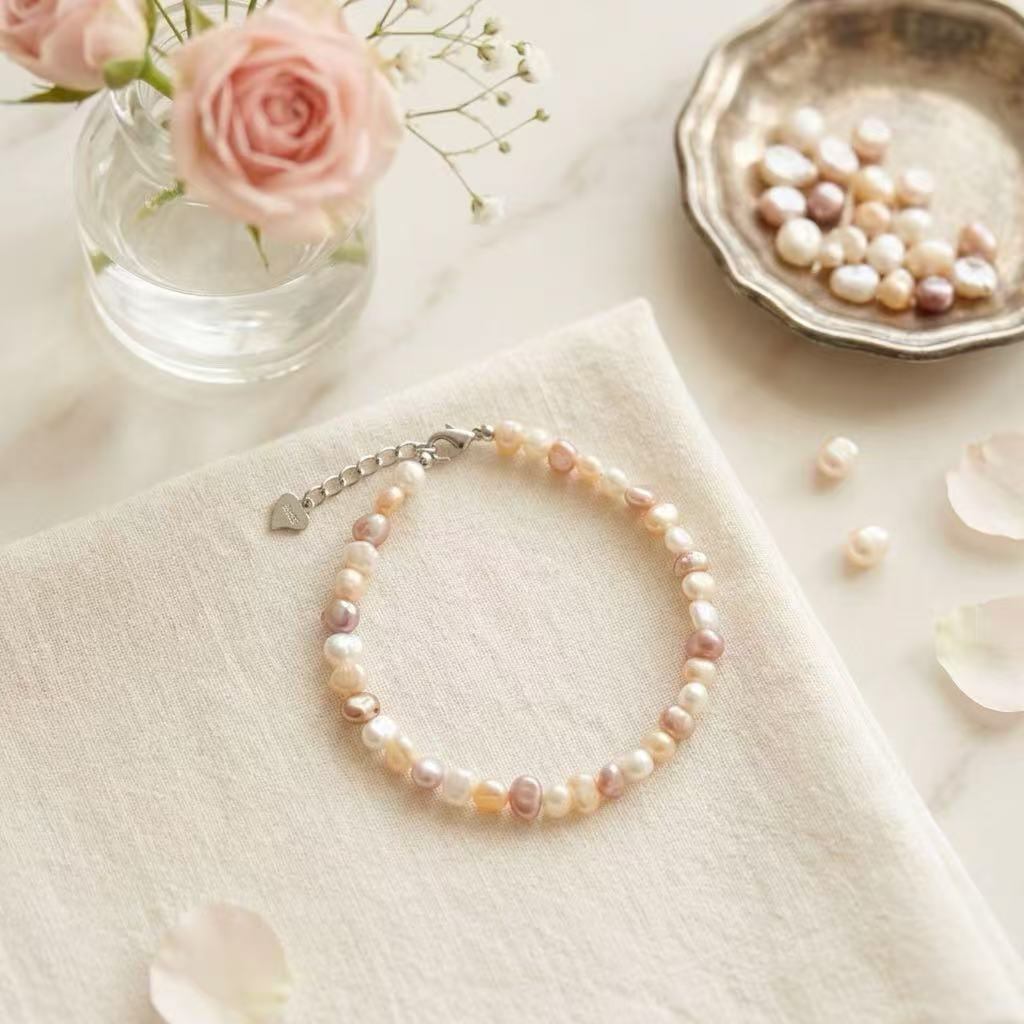 Natural Baroque Pearl Bracelet | Multicolor Petite Pearls | Gold or Silver Finish