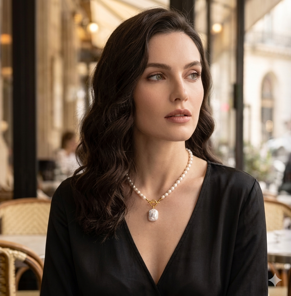 Natural Baroque Pearl Necklace – Elegant Freshwater Pearl Pendant