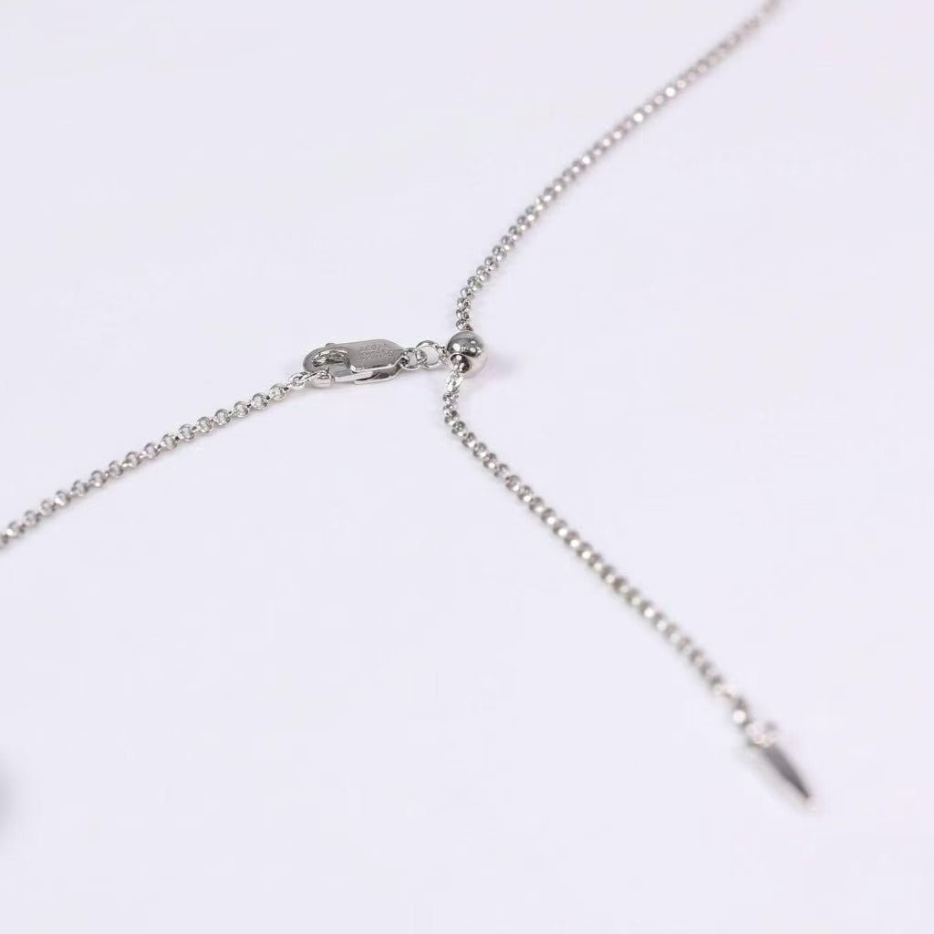 Lab-Grown Sapphire Pendant Necklace in 925 Sterling Silver with White Gold Finish