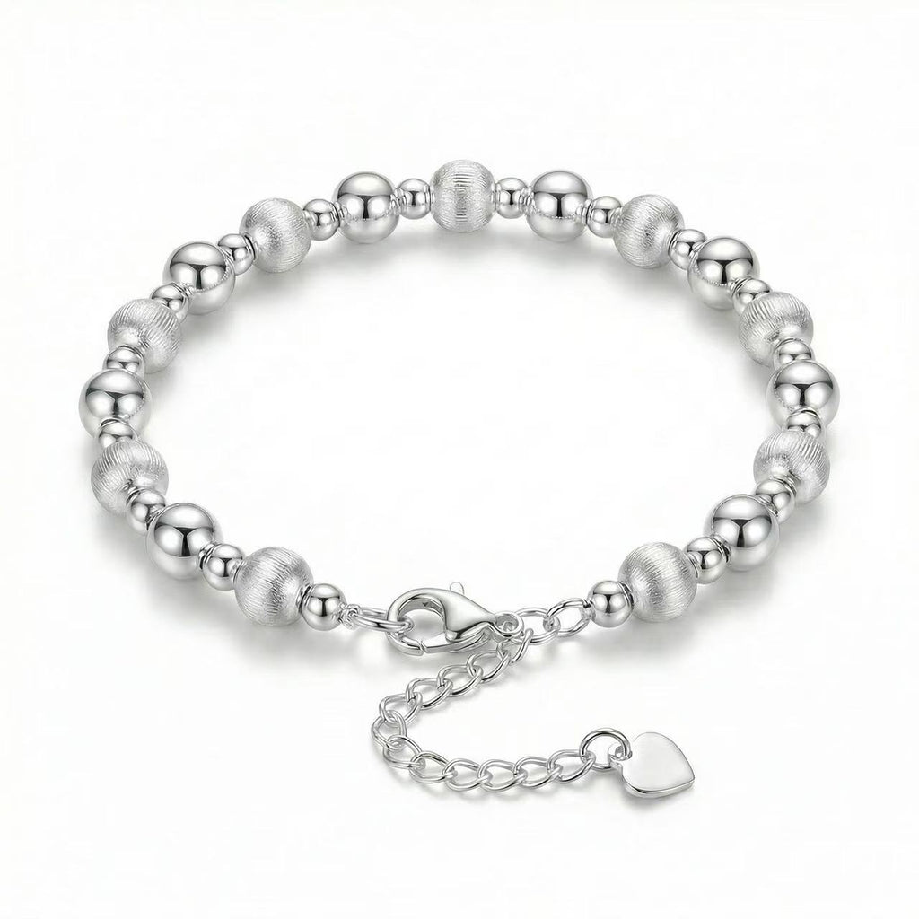 Brushed Cat Eye Bead Bracelet in 925 Sterling Silver – Minimal Elegant Design