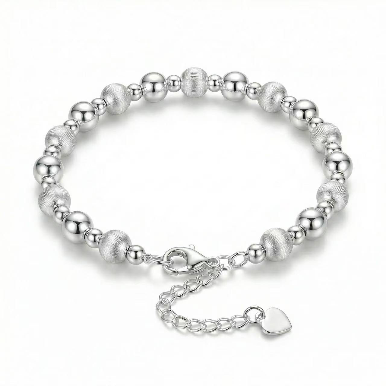 Brushed Cat Eye Bead Bracelet in 925 Sterling Silver – Minimal Elegant Design