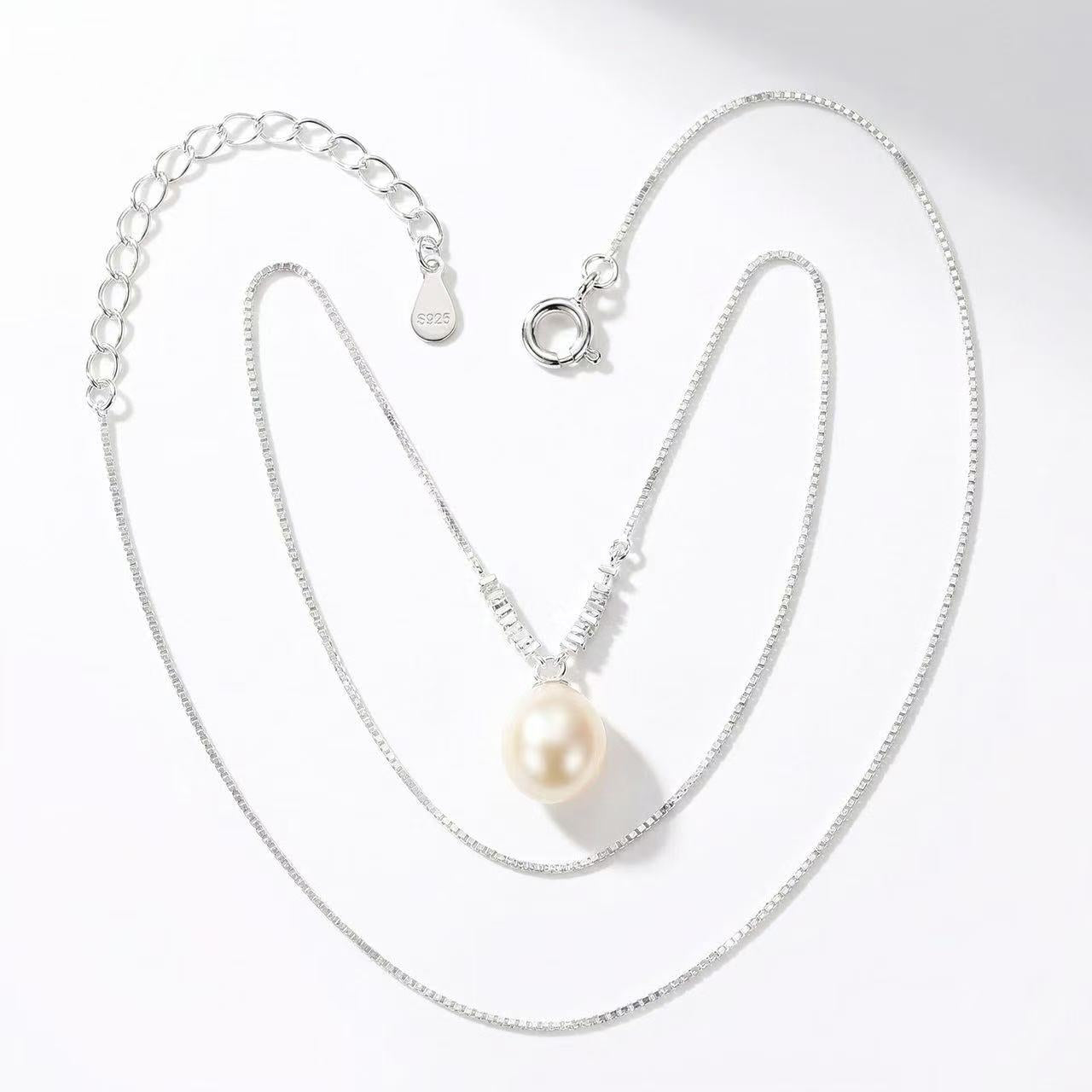 Natural Freshwater Pearl Necklace – 925 Sterling Silver Minimal Pendant
