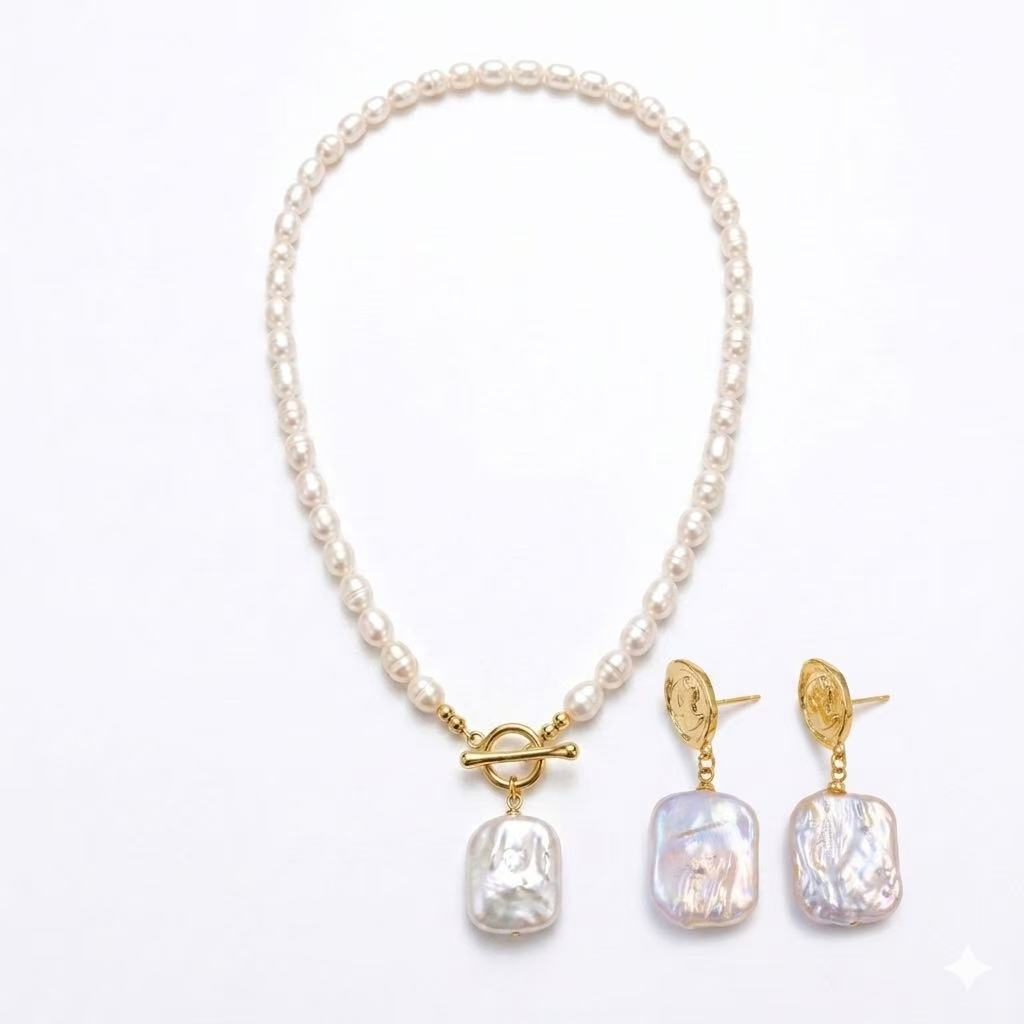 Natural Baroque Pearl Set – Necklace & Matching Earrings