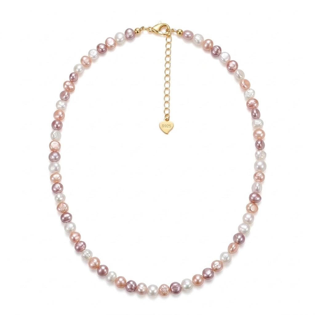 Mixed Baroque Pearl Necklace – 925 Silver Gold Vermeil