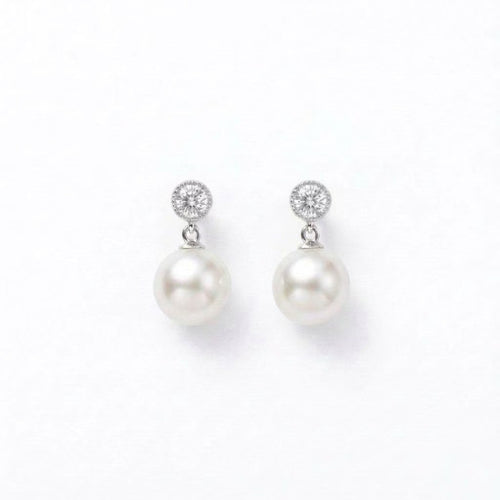 10mm Perfectly Round Natural Pearl Drop Earrings – Timeless Elegance