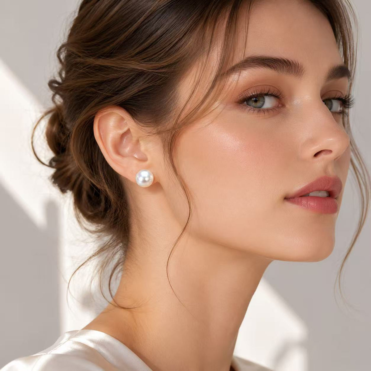 Freshwater Pearl Jewellery Set | 10–11mm Button Studs & 9–10mm Necklace