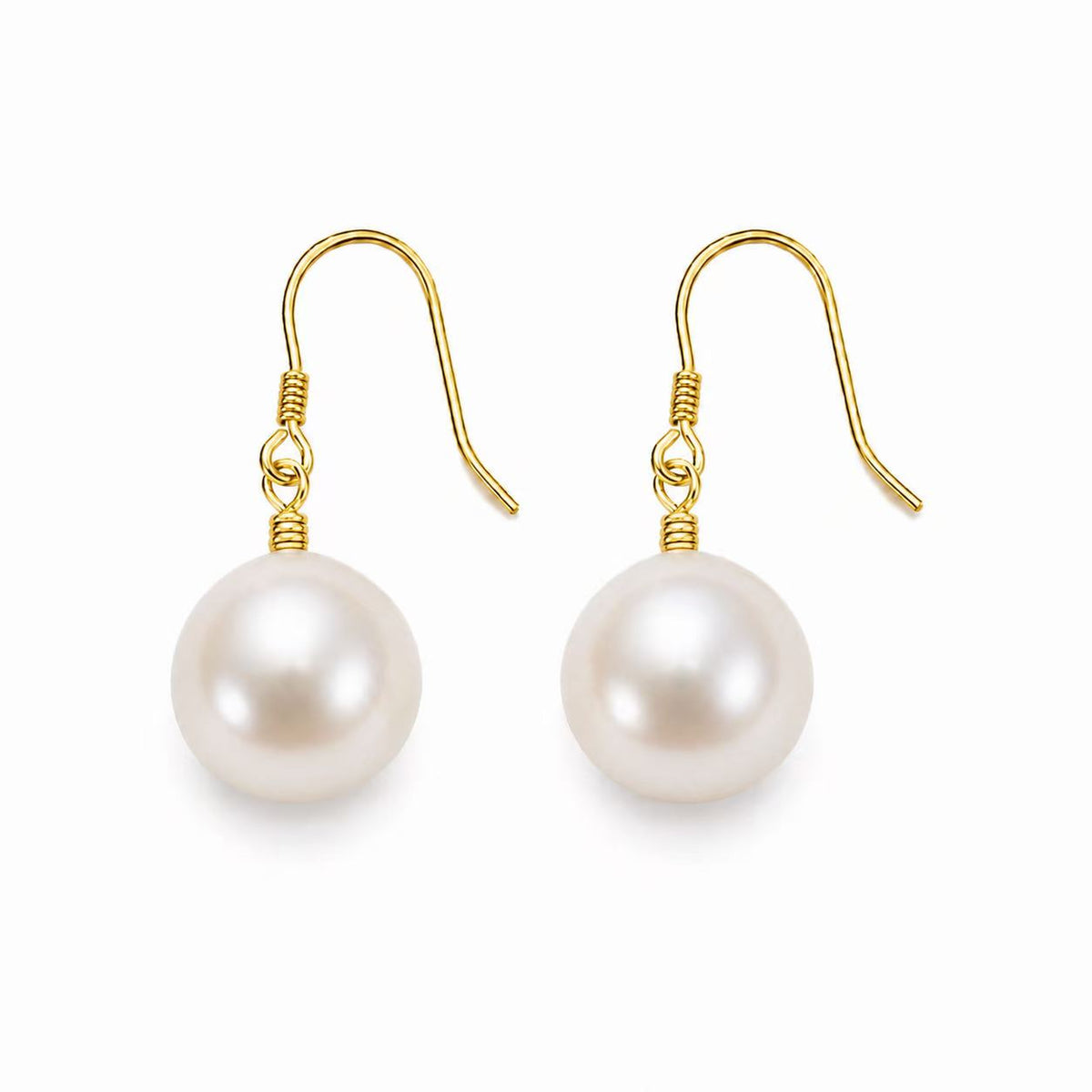 Baroque Freshwater Pearl Drop Earrings | 12–13mm Round Iridescent Pearl