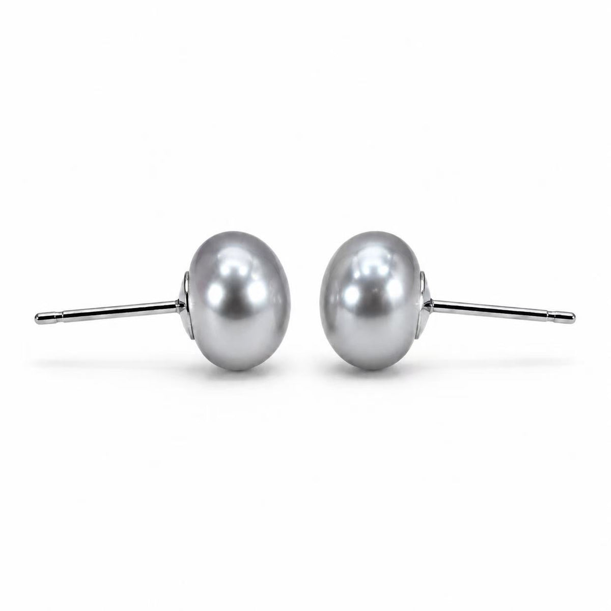 Grey Freshwater Pearl Stud Earrings | 6–6.5mm High-Lustre Button Pearls