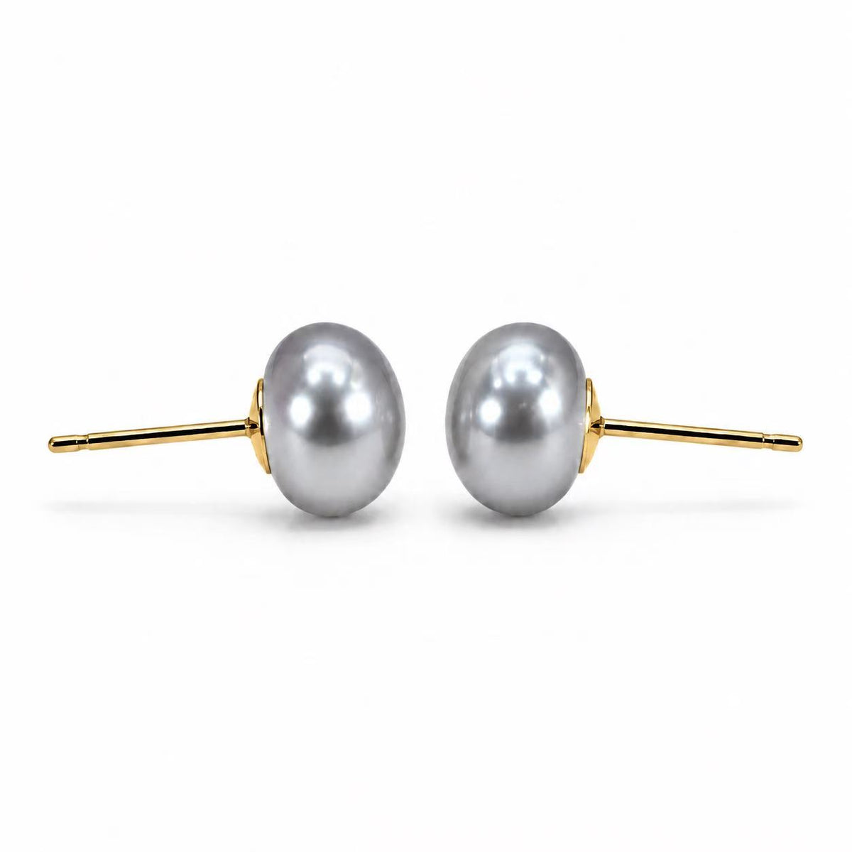 Grey Freshwater Pearl Stud Earrings | 6–6.5mm High-Lustre Button Pearls
