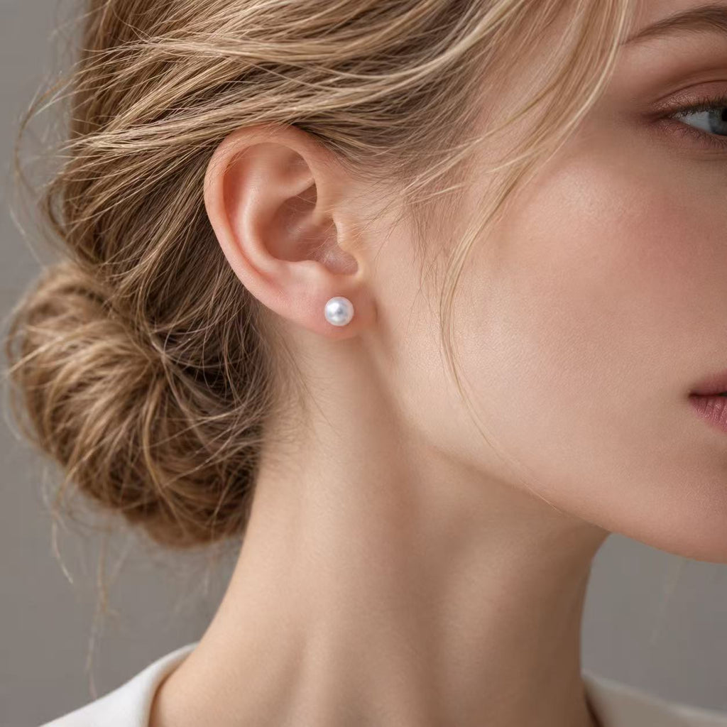 Freshwater Pearl Stud Earrings | Round High-Lustre Pearls  |6-6.5mm
