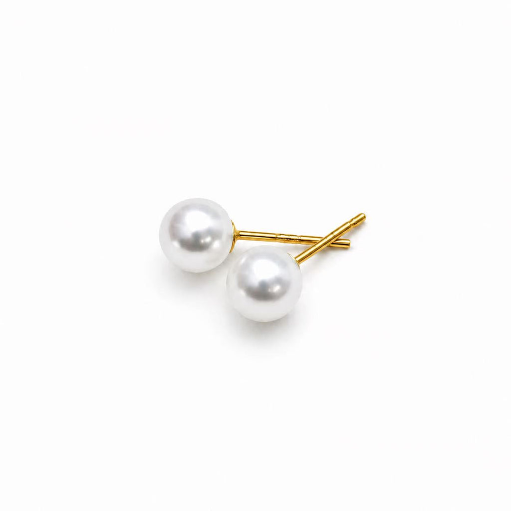 Freshwater Pearl Stud Earrings | Round High-Lustre Pearls  |6-6.5mm