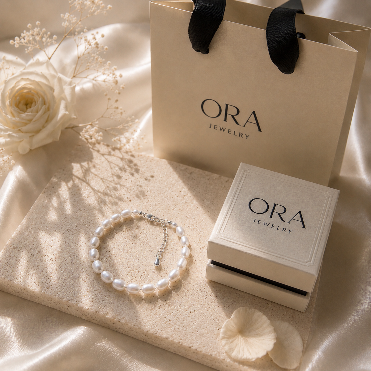 Freshwater Pearl Bracelet | 6–7mm Rice-Shaped Pearls