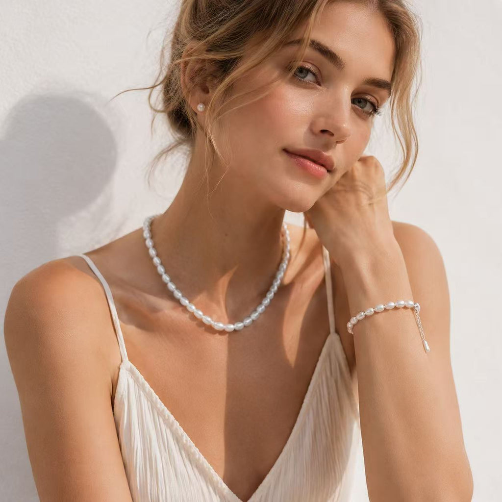 Freshwater Pearl Bracelet | 6–7mm Rice-Shaped Pearls