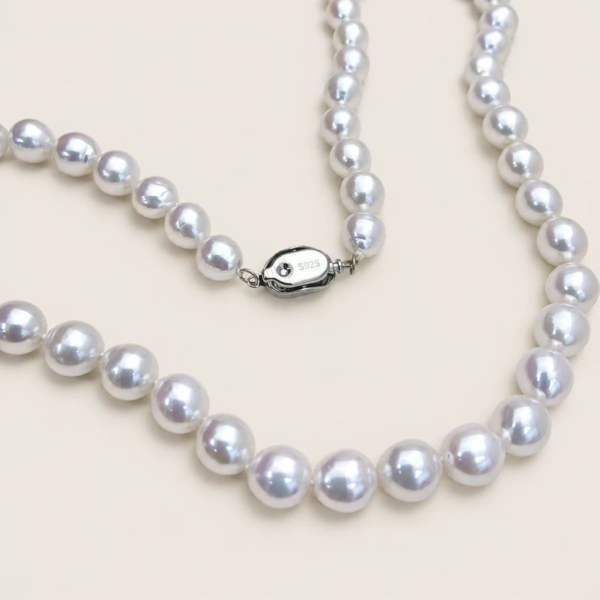 Freshwater Pearl Jewellery Set | 10–11mm Button Studs & 7.5–8.5mm Necklace