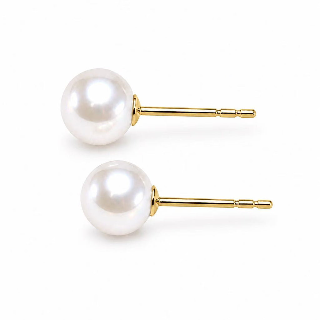 Freshwater Pearl Stud Earrings | 7–8mm Round Premium High-Lustre Pearls