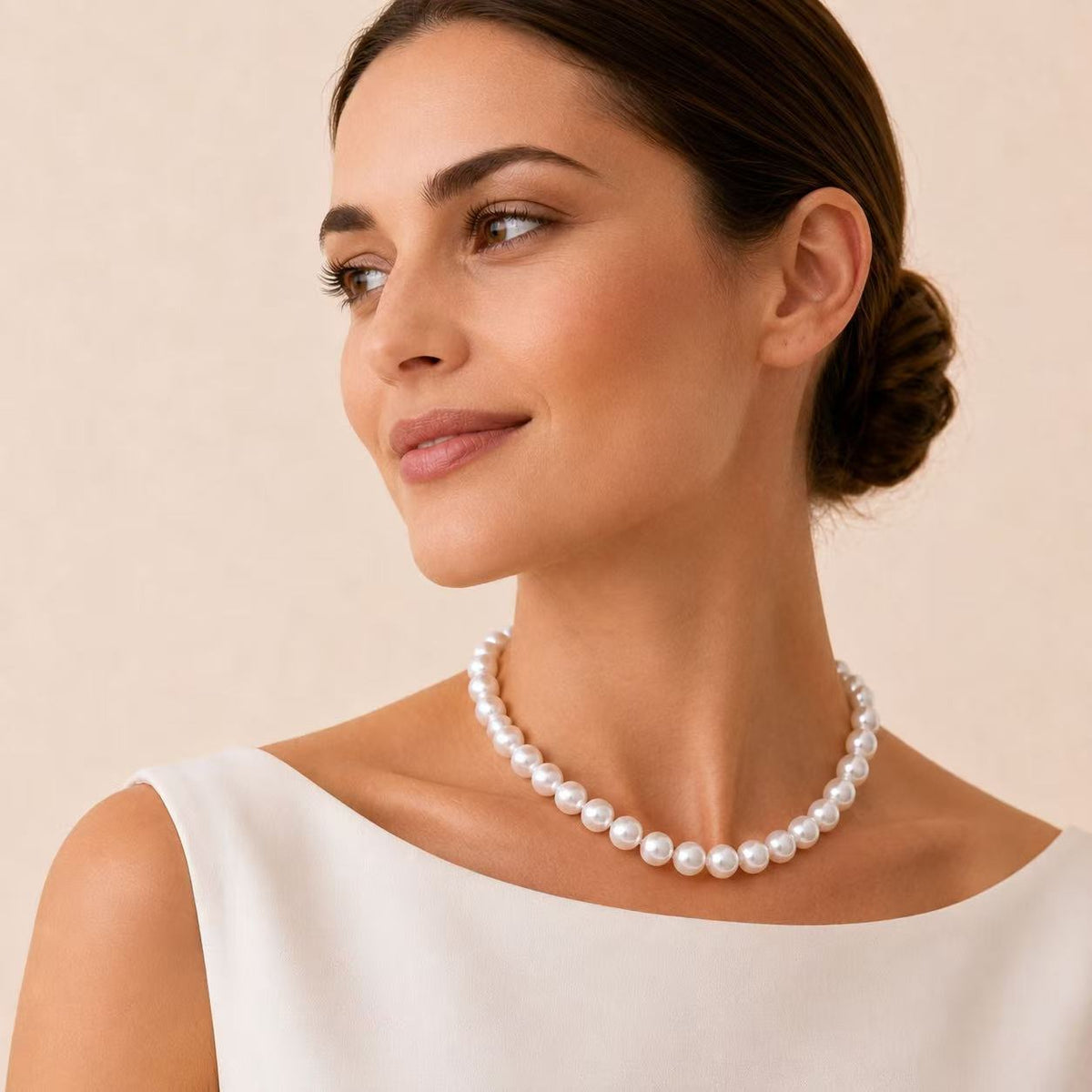 Freshwater Pearl Jewellery Set | 10–11mm Button Studs & 9–10mm Necklace