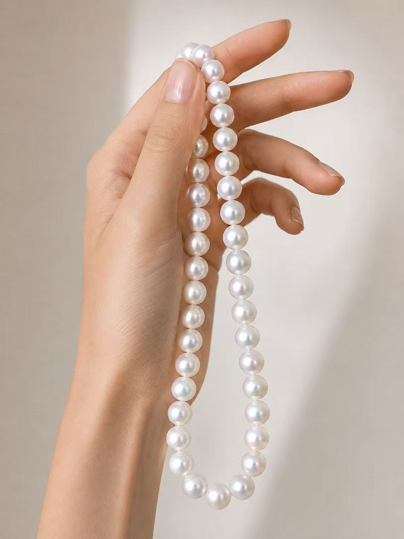 Freshwater Pearl Jewellery Set | 10–11mm Button Studs & 9–10mm Necklace